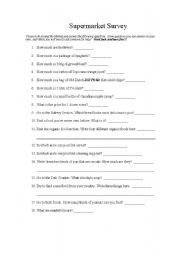 English worksheet: Grocery store survey