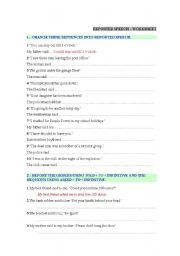 English Worksheet: REPORTED SPEECH WORKSHEET