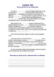 English Worksheet: Word gap Busines English, based on lesson one