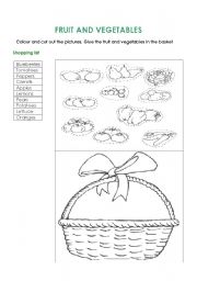 English Worksheet: fruit and vegetables