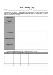 English Worksheet: Listening Log