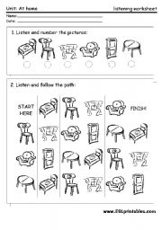 English Worksheet: The furniture: listening worksheet