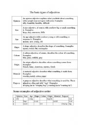 English Worksheet: Adjective order