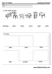 English Worksheet: The furniture: reading worksheet