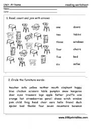 English Worksheet: The furniture: reading worksheet 3