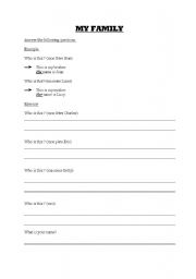 English worksheet: MY FAMILY - translation