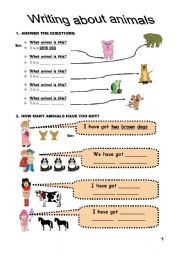 English Worksheet: WRITING ABOUT ANIMALS