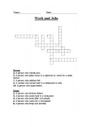 Jobs and work crossword