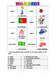 English Worksheet: QUESTION WORDS