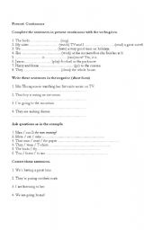 English Worksheet: present continouos