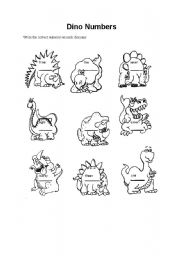 English Worksheet: dino numbers