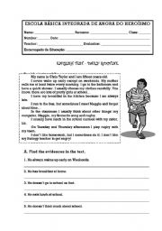 English Worksheet: Daily routine test