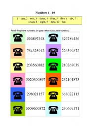 English Worksheet: Phone numbers
