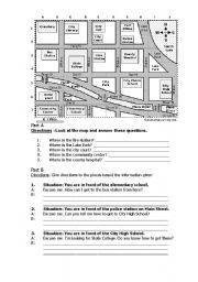 English Worksheet: giving directions