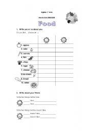 English Worksheet: Food
