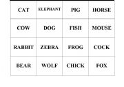 English Worksheet: ANIMALS LOTTO