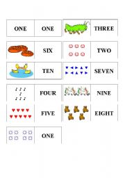 English Worksheet: NUMBER DOMINOES 1-10