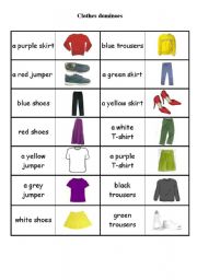 English Worksheet: Clothes dominoes