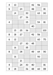 English Worksheet: Bingo numbers until 100