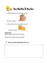 English Worksheet: my pets