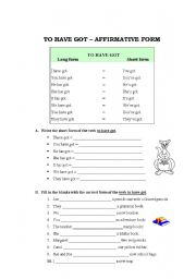 English Worksheet: Verb to have got