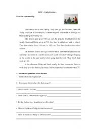 English Worksheet: Test Daily Routine