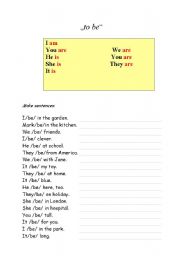 English Worksheet: to be make sentences