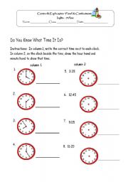 English Worksheet: Do you know what time is it?