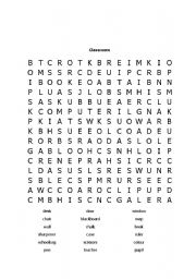 English Worksheet: wordsearch classroom and colours