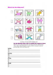 English Worksheet: Whats he/she doing now?