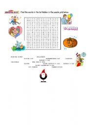 English Worksheet: festivities wordsearch