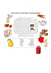 English Worksheet: wordsearch healthy food 
