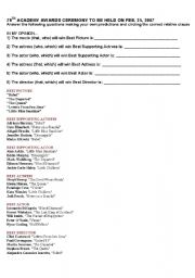 English Worksheet: Academy Awards Activity for Relative Clauses 