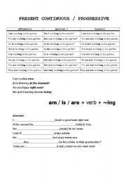 English Worksheet: Present Continuous