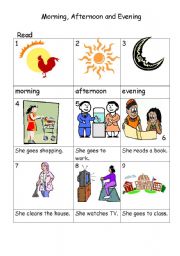 English Worksheet: Morning Afternoon Evening