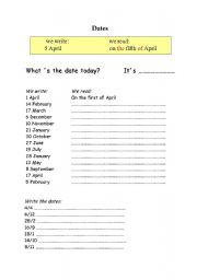 English Worksheet: Dates