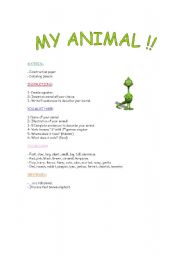 English Worksheet: My animal