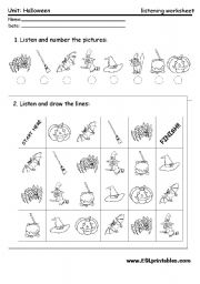 English Worksheet: Halloween listening worksheet