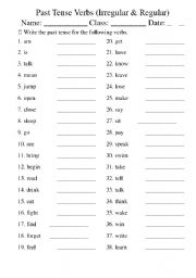 English Worksheet: Past Tense Verbs Review