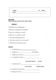 English Worksheet: Daily routine