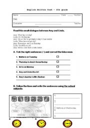 English Worksheet: Test - Time and Abilities