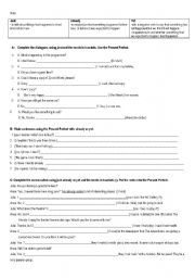 English Worksheet: yet already just present perfect