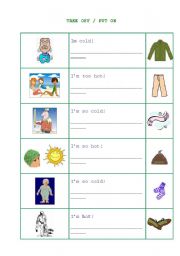 English Worksheet: taTAKE OFF / PUT ON