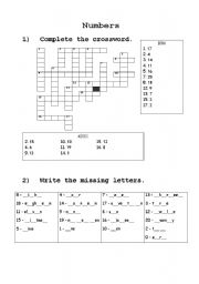 English Worksheet: numbers till 20