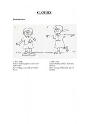 English Worksheet: CLOTHES- Read and colour
