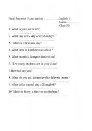 English Worksheet: Wh+ How questions