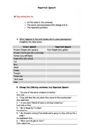 English Worksheet: Reported Speech