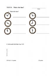 English worksheet: what is the time
