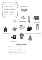 English Worksheet: Clothes