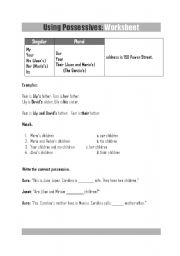 English Worksheet: Possessives Worksheet